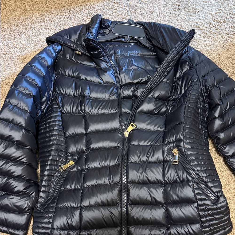 Calvin Klein Women's Shiny Black Puffer Coat